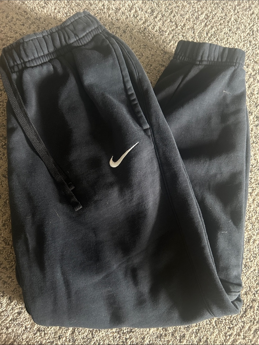 Nike Kids Black Jogger Sweatpants with White Swoosh